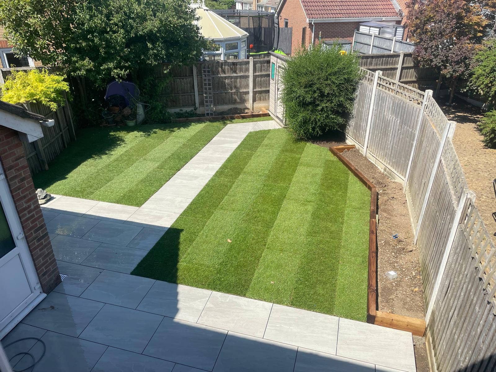 Kandler Grey Porcelain Patio in Hornchurch &ndash; completed by Deal Direct Landscaping